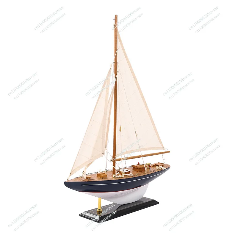 European Style Entryway Decor Smooth Sailing Ship Wooden Sailboat Model Kit Single Mast American