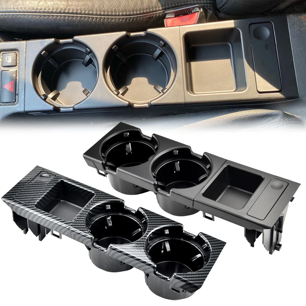 

New Double Hole Car Styling Front Center Console Storage Box Coin + Cup Holder For BMW E46 Series 1999-2006 51168217953