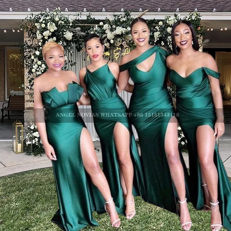 

Sexy Customized Long Green Multi African Bridesmaid Dresses 2025 Evening Prom Party Gowns vestido de festa de casamento