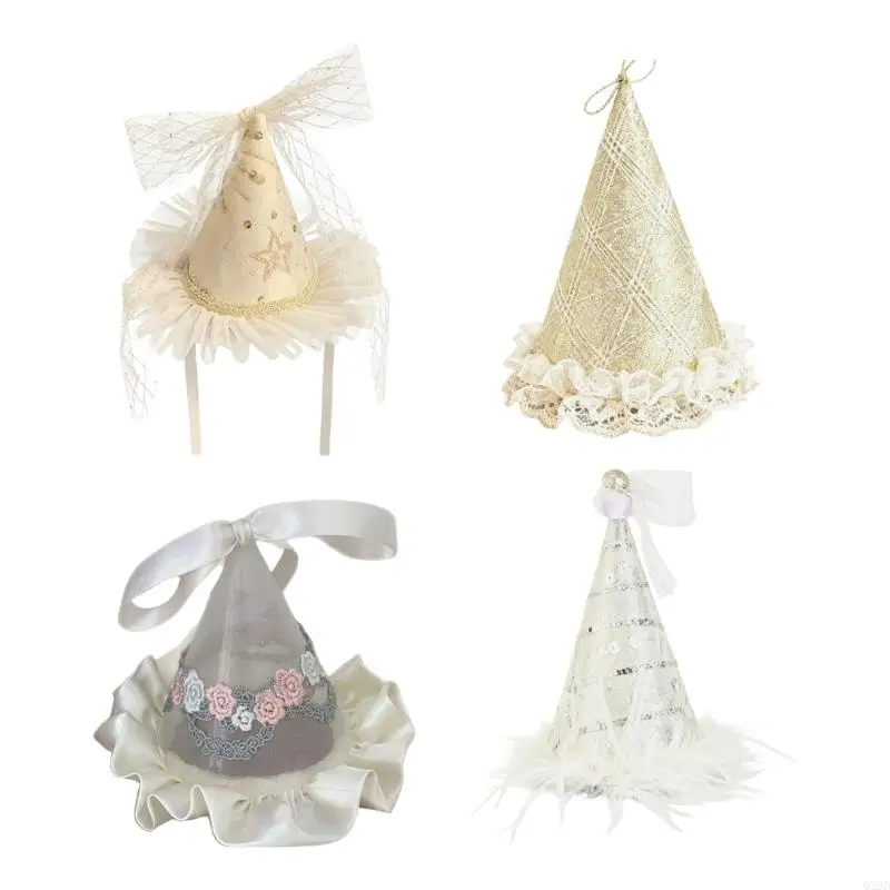 

Q22D Retro Fabric Party Hat Foldable Travel Friendly Bowknot Decoration For Theme Parties