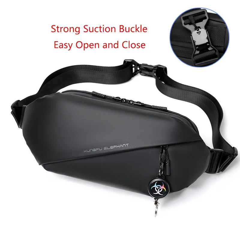 

Men Fanny Pack Hip Waist Belt Bag Purse Waterproof Nylon Travel Srong Suction Buckle Money Pouch Male Sling Chest Bum Bags