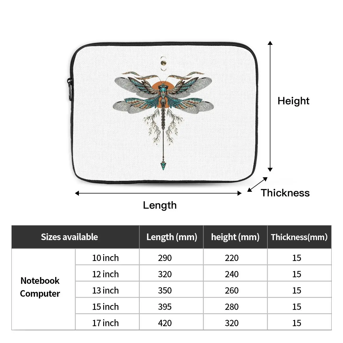 حقيبة كمبيوتر محمول للكمبيوتر المحمول Dragon Fly Tattoo حقيبة لجهاز Macbook Air Pro اللوحي المقاومة للصدمات