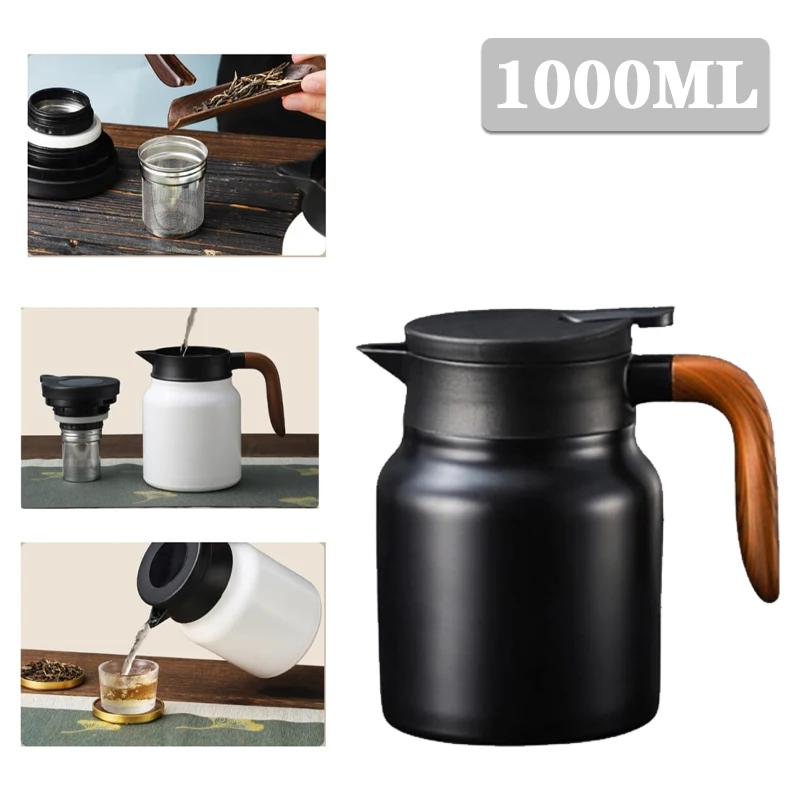 

316 Show Temperature Simmering Teapot Wood Grain Handle Tea Office Home Tea Separation Heat Preservation Large Capacity Portable