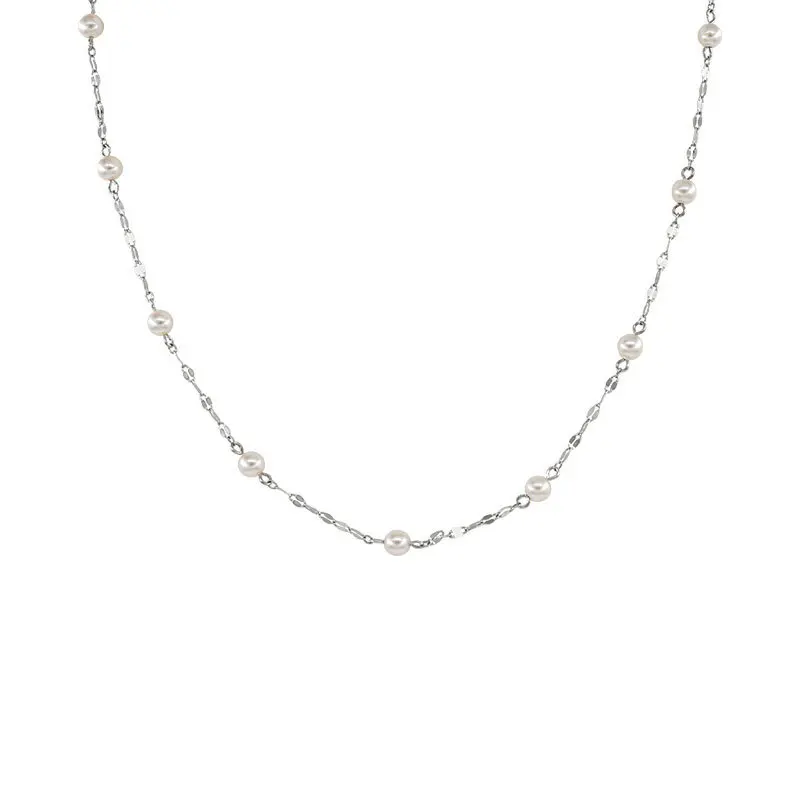 HI MAN 925 Sterling Silver Simple Gypsophila Pearl Pendant Necklace Women Trend Personality Hip Hop Party Jewelry