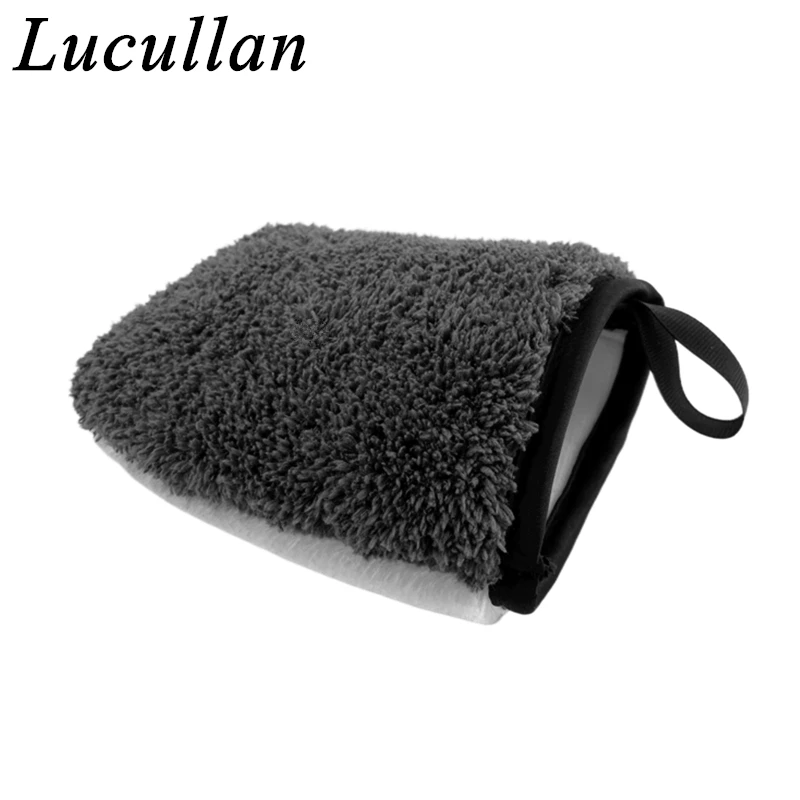 Lucullan 3th Interior Detailing Mitt One Side Brush-like Bristle,The Other is Terry Towel