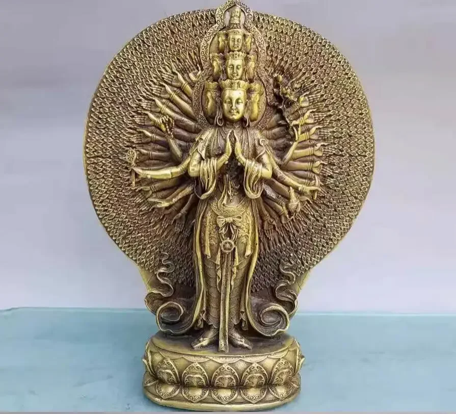 Metal 1-foot standing Thousand Hand Guanyin 22 * 7 * 30 * cm ornaments, home decoration, office stationery, creative ornaments