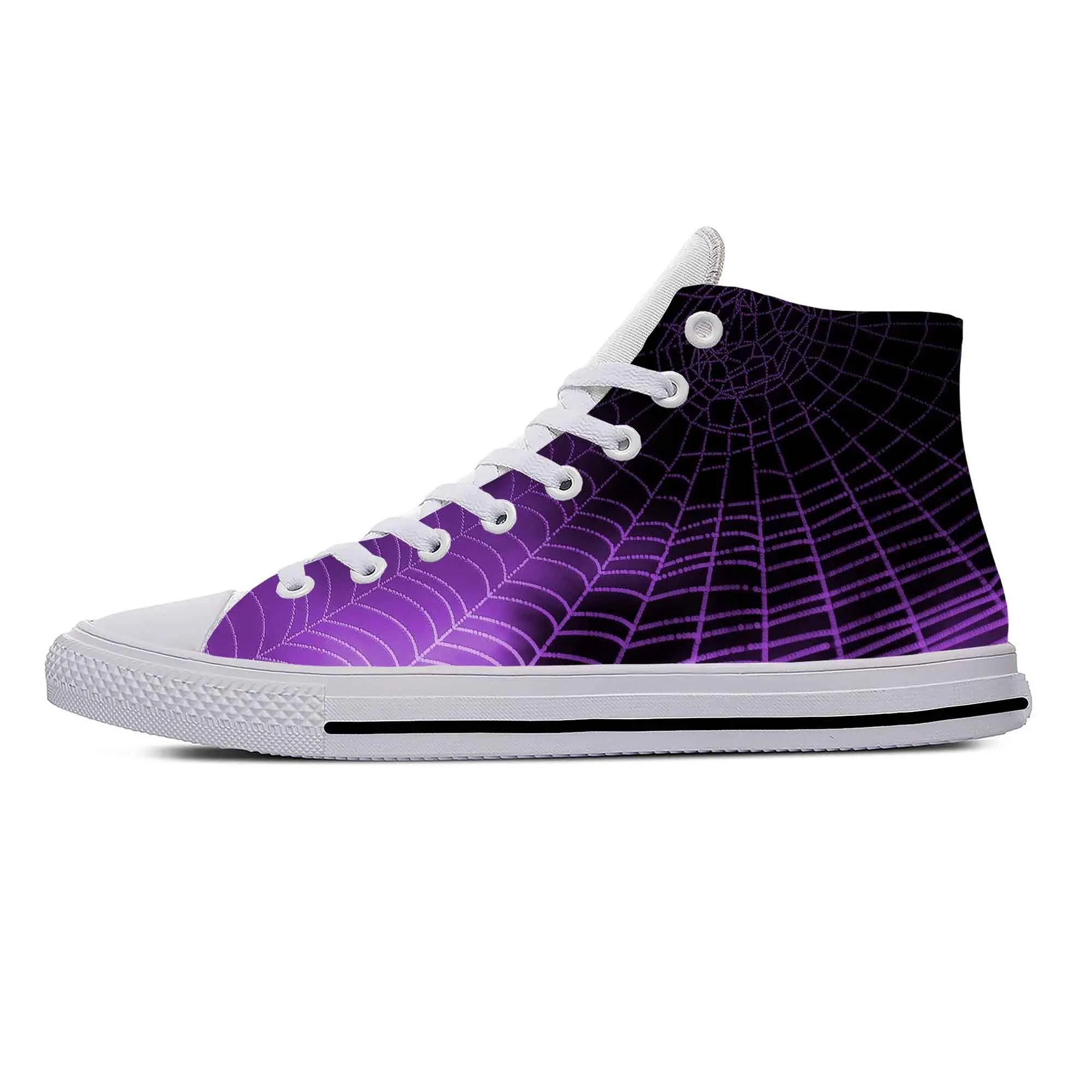 Spider Web Pattern Cobweb Spiderweb Anime Cartoon Casual Cloth Shoes High Top Lightweight Breathable 3D Print Men Women Sneakers