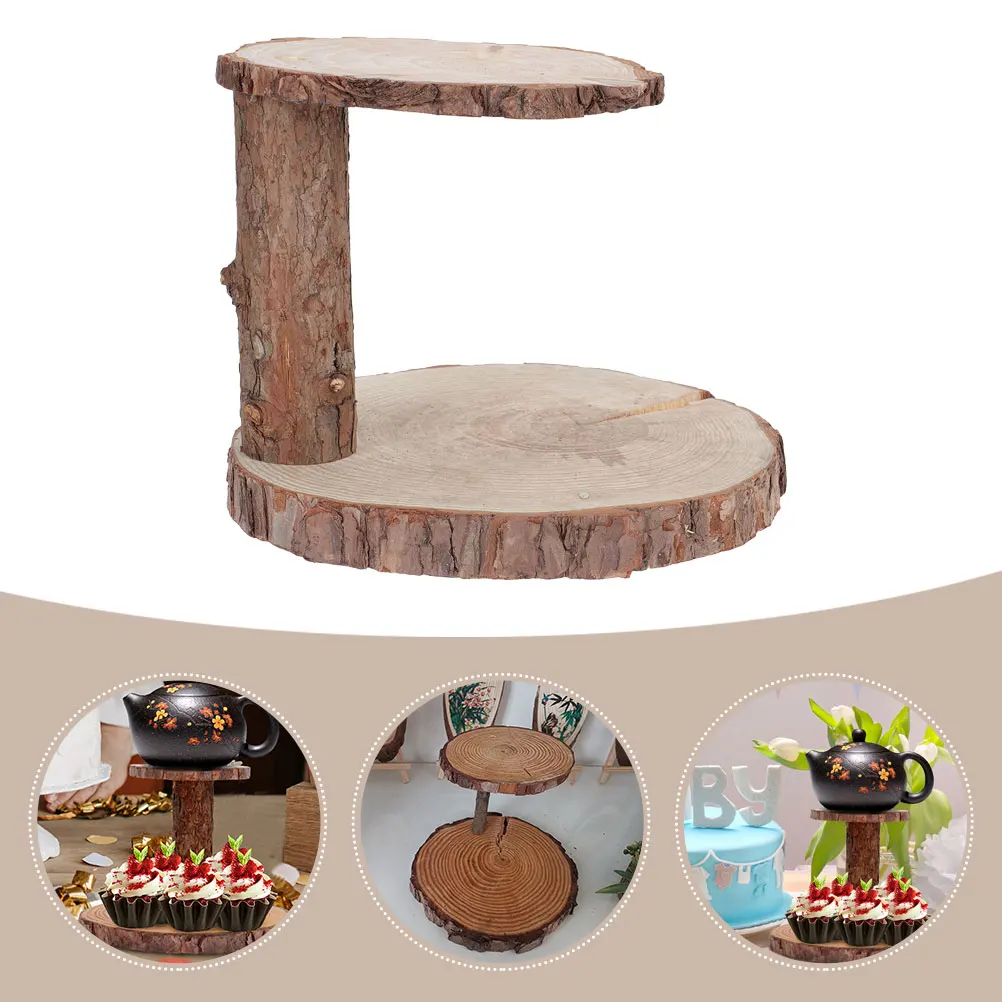 

Multi Layer 2 Tier Wood Cake Stand Dessert Display Rack Cupcake Holder Household Decor Household Dessert Rack Serving Stand