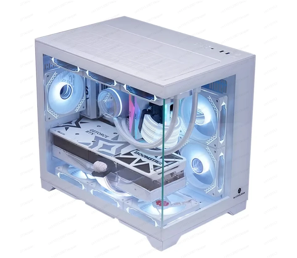 

360 Water-Cooled Computer Case, Pure White Design for Gaming PCs, Long Card Side View for Maximum Airflow