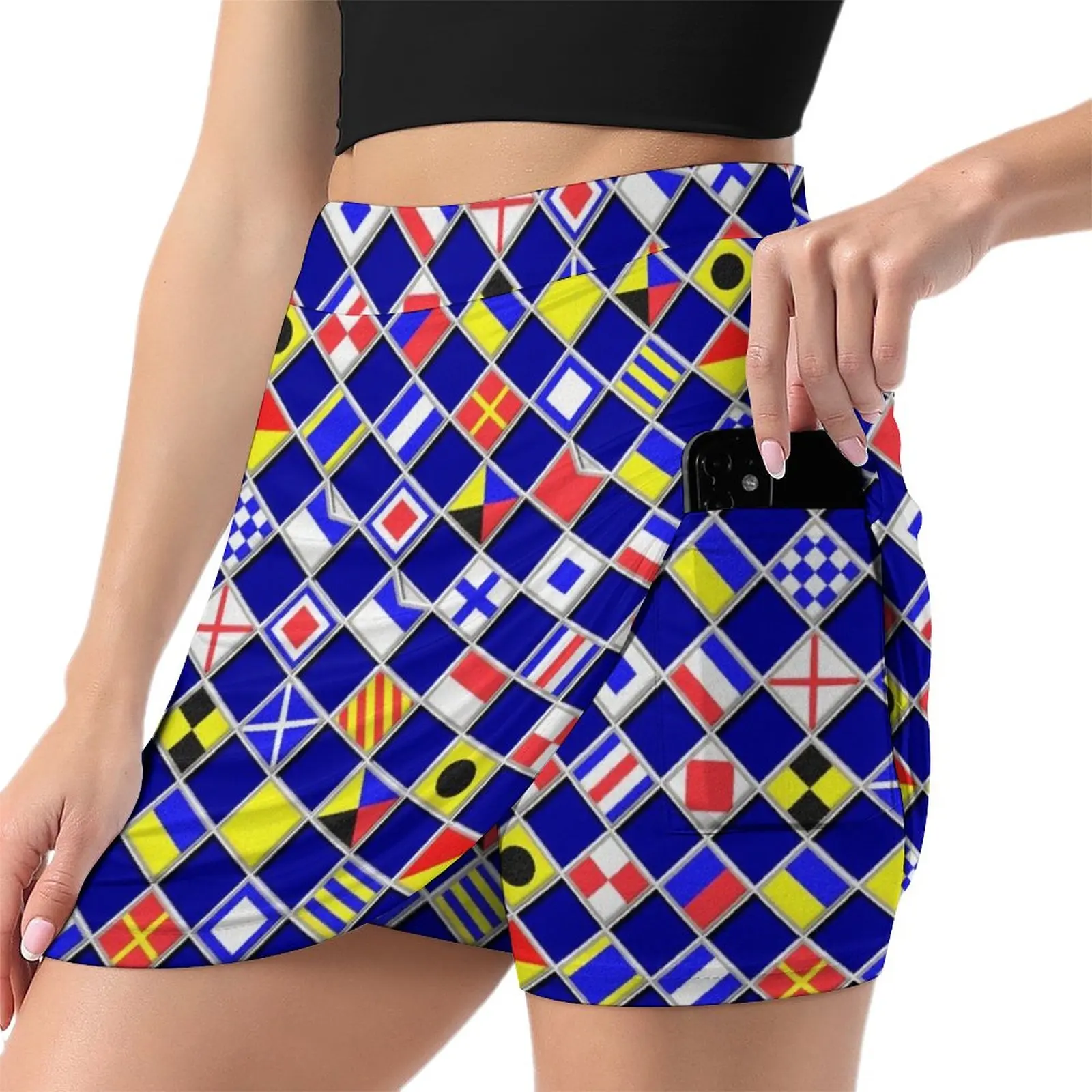 Checkered Nautical Signal Flags Light proof trouser skirt mini skirt sexy short mini skirts