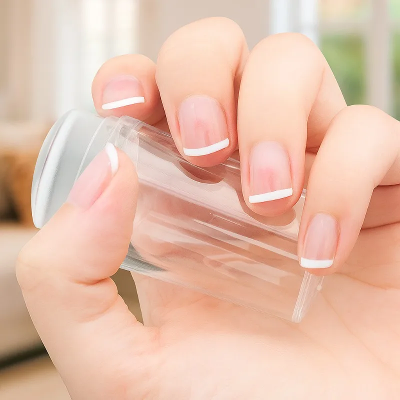 Grattoir à sceau pour ongles, ensemble de 2 pièces, Kit d'estampage d'ongles Transparent en Silicone, tampon de manucure de conception française, outil de peinture pour bricolage