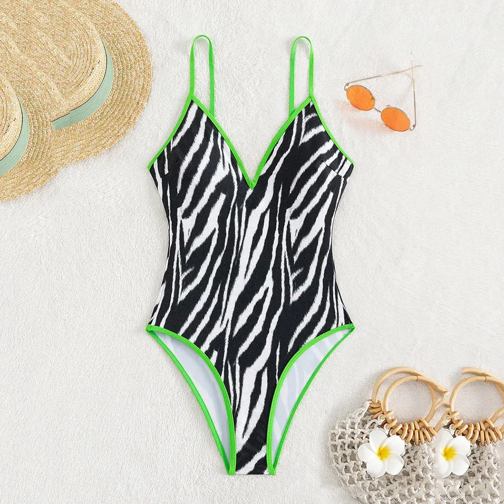 Sexy Zebra Striped Swimwear Women One Piece Swimsuit 2026 Swimming Bathing Suit Wear for Women Holiday Tummy Control Swimwears