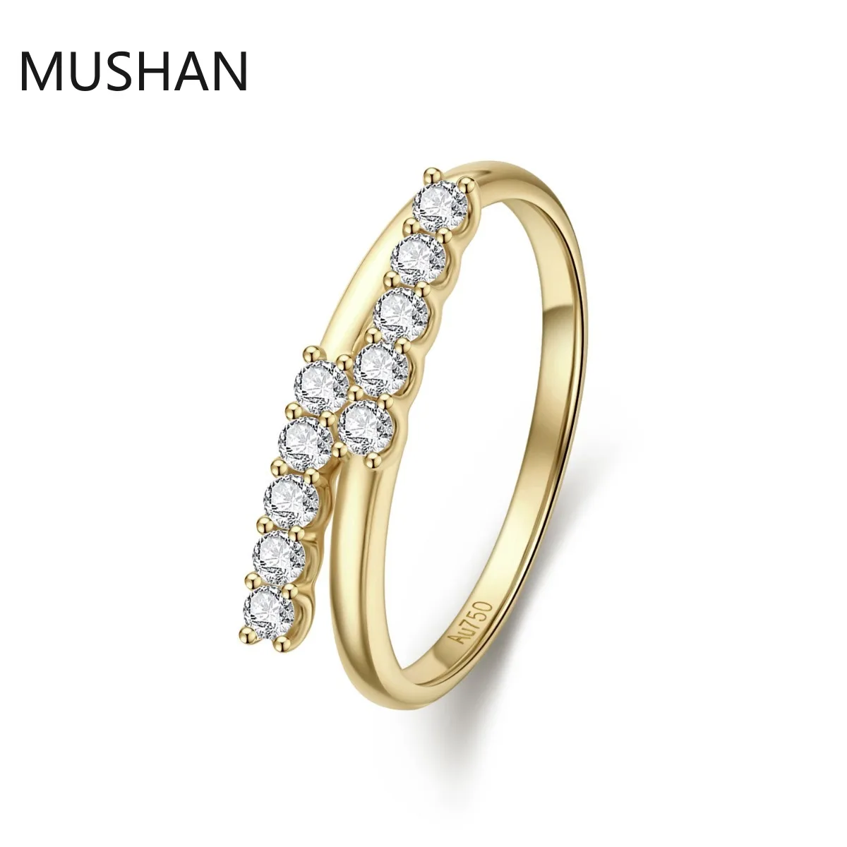MUSHAN Luxury Custom 14K 18K Gold Rings Band Jewelry With Moissanite Diamond Lab Grown Gemstones Diamond Wedding Ring For Women view 3
