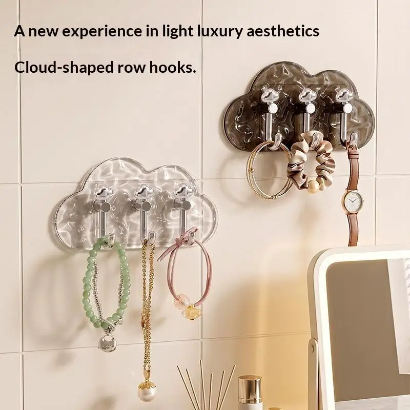 Luxury Cloud Hook No Drilling Strong Adhesive For Kitchen Bathroom Door Back Keys Towels No Trace Hooks