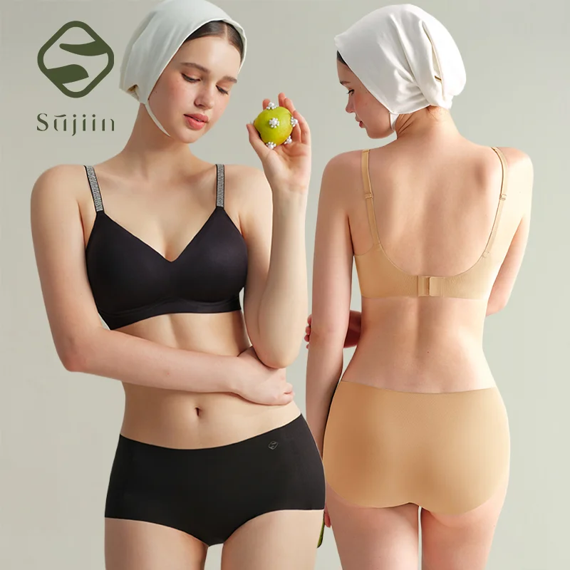 SUJIIN Women's Wireless Push Up Bras Sexy Seamless Invisible Soft Support Bralette Lady Thin Lift Bra for Small Chest MX390