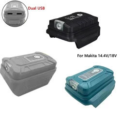 듀얼 USB 출력 포트 배터리 어댑터, 마키타/디월트용, 18V, 20V 리튬 이온 배터리, LED 작업 조명 보조배터리 휴대폰 충전기