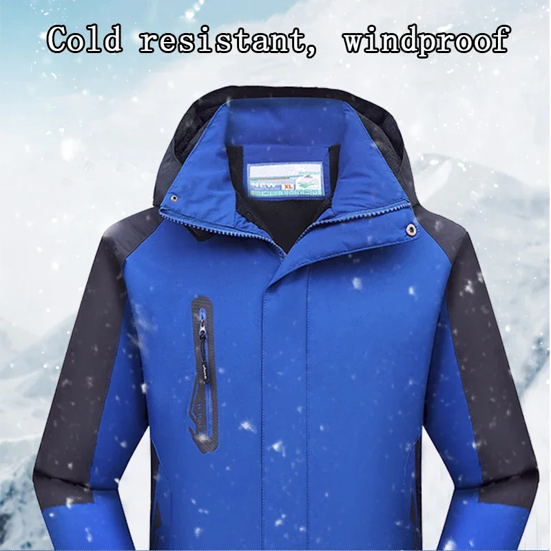 Men Ski Suit Jacket Hooded Softshell Outdoor Windproof Waterproof Hiking Winter Skiing Snowboard Bomber Jackets Fishing Costume