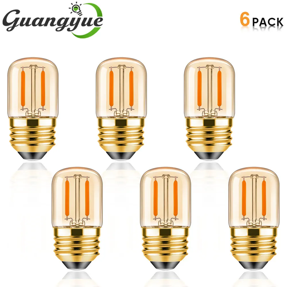 1W Low Wattage LED Edison Night Light Bulbs Warm T28 Mini Tubular Vintage Light Bulb E26 E27 Bulbs for Chandeliers Living Rooms