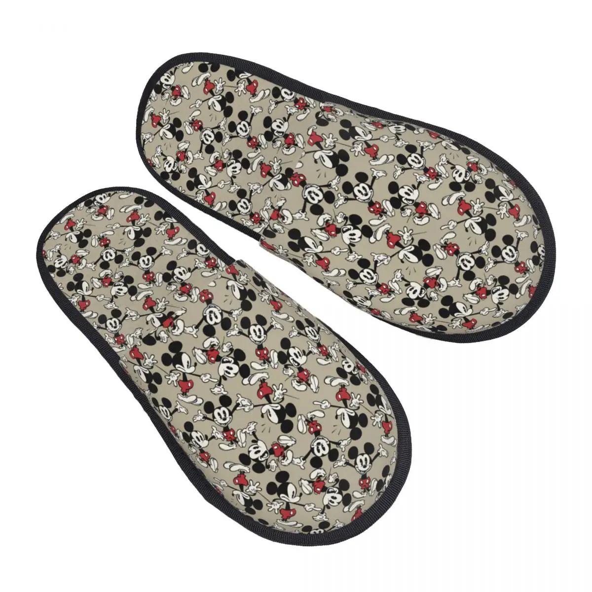 

Main Mickey Shorts Tan Icon Pattern House Slippers Non-slip Soft Household Fur Slippers Slides Living Room