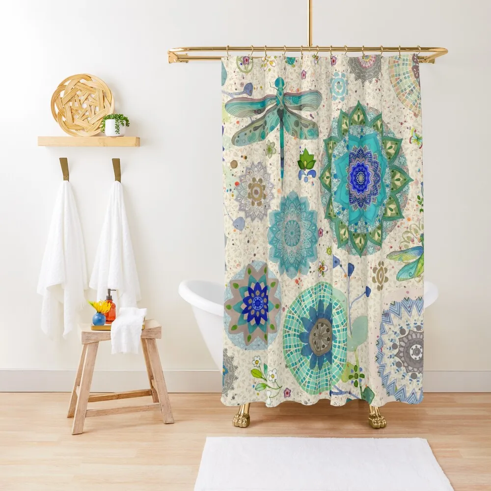 

Boho Dragonfly Mandalas Shower Curtain Waterproof Shower And Anti-Mold Modern Showers For Bathroom Bathroom Accessorys Curtain