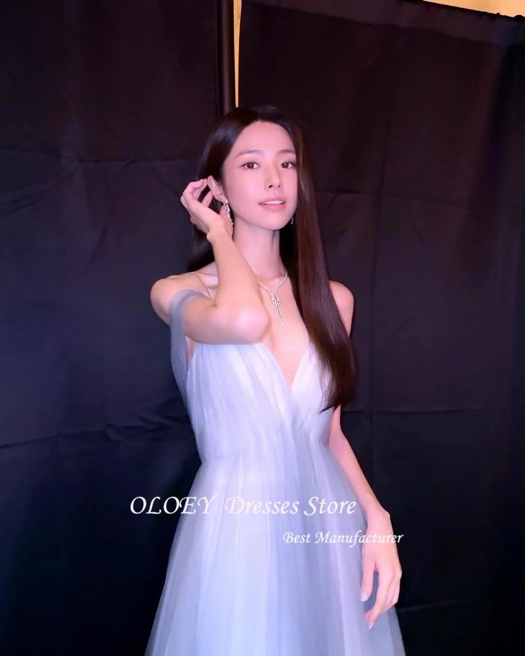 OLOEY Vestidos de Noche sencillos Corea Sweetheart Sweep Train Vestidos largos de graduación vestido de fiesta Formal personalizado Vestidos de fiesta