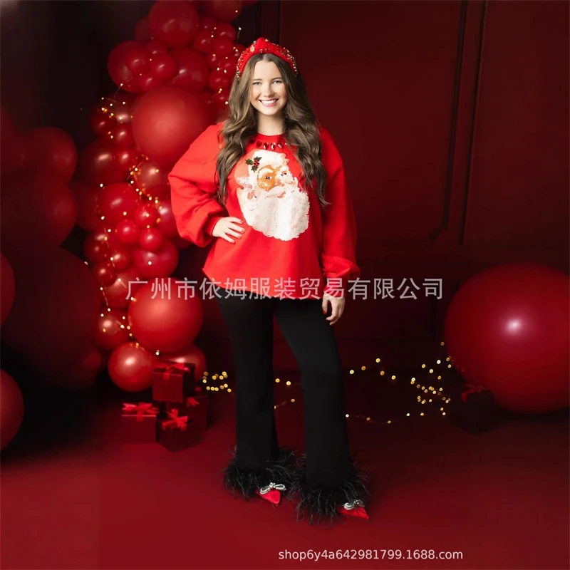 Sweat-shirt à col rond à paillettes de noël, pull décontracté pour femmes et adolescents, tenue de fête de vacances confortable et festive, cadeau pour elle