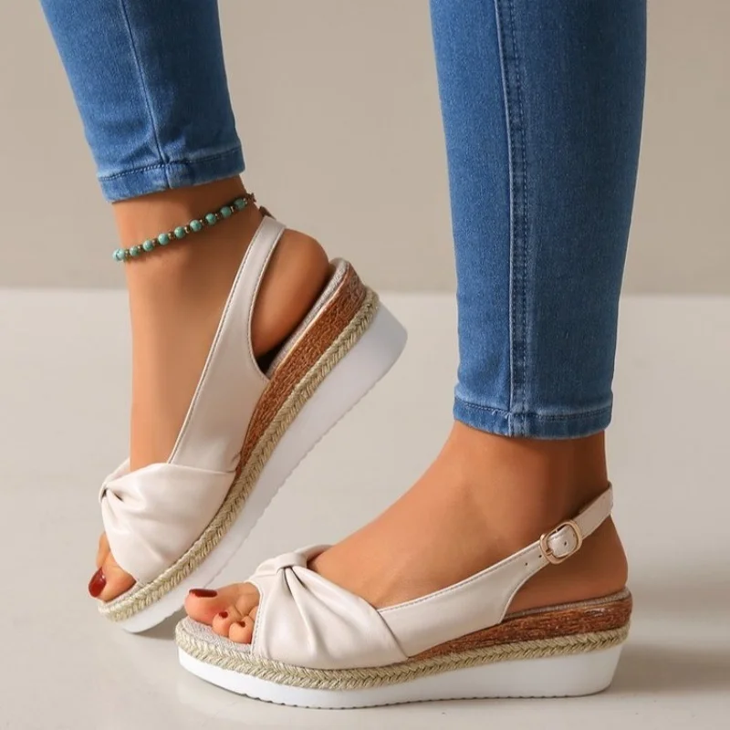 

2026 Women Fashion Sandals Open Toe Casual Wedge Platform Sandals Summer Lightweight Casual Platform Sandals Big Size Beach Shoe