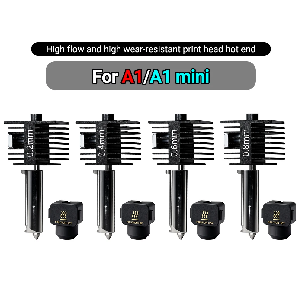 

Комплект хотэнда Lab A1, цельная сборка, сопло из закаленной стали 0.2/0.4/0.6/0.8 мм, улучшенный хотэнд для 3D-принтера Lab A1 mini, запчасти