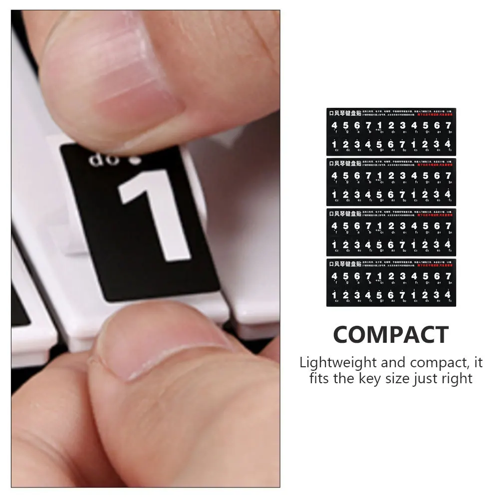 

4Pcs Melodica Keyboard Stickers Black Clear Font Pitch Stickers Beginner Practice Self-Adhesive Durable Keyboard Labels