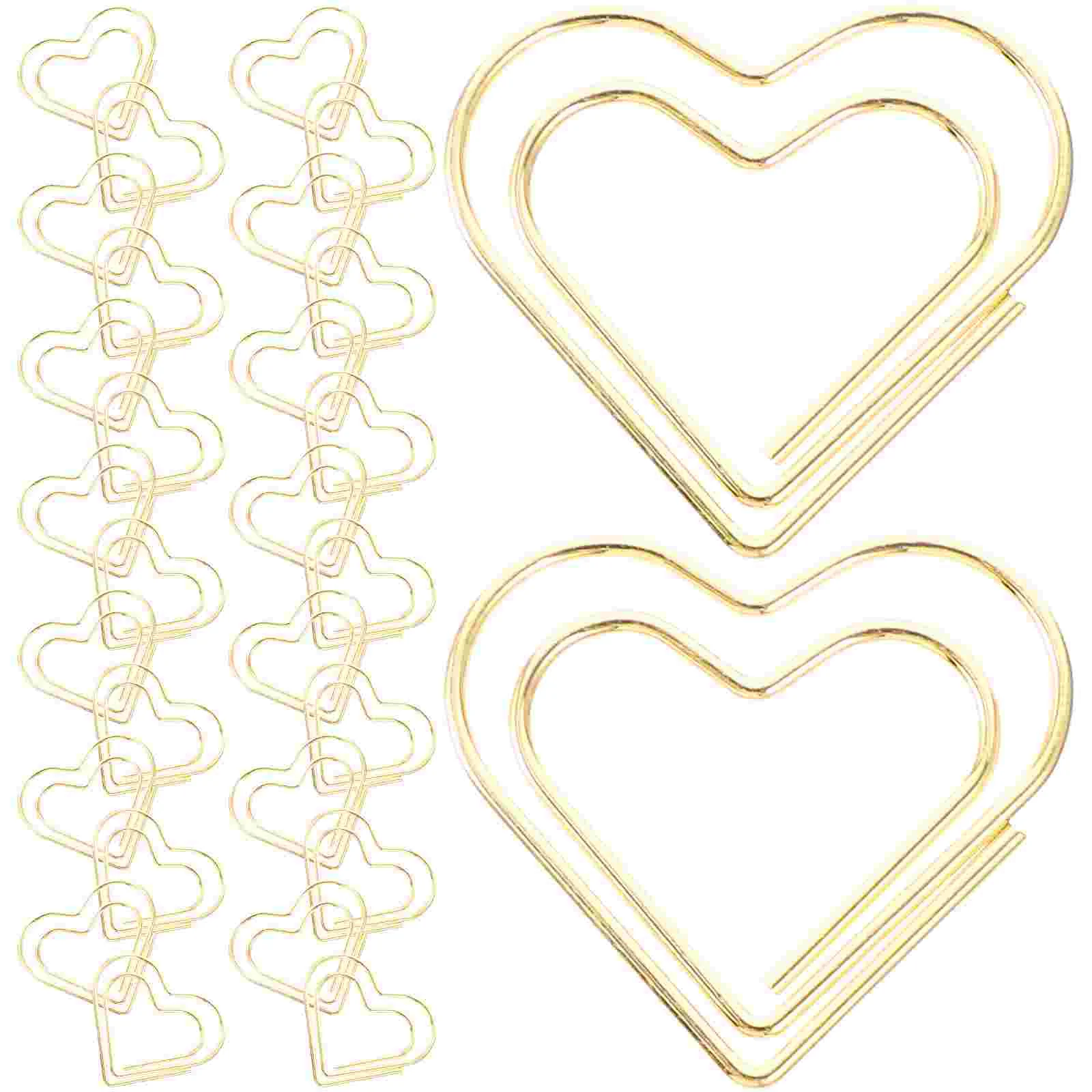 100 Pcs Paper Clip Office Stationery Heart Clips Christmas Delicate Metal Student Document Paperclips Fun