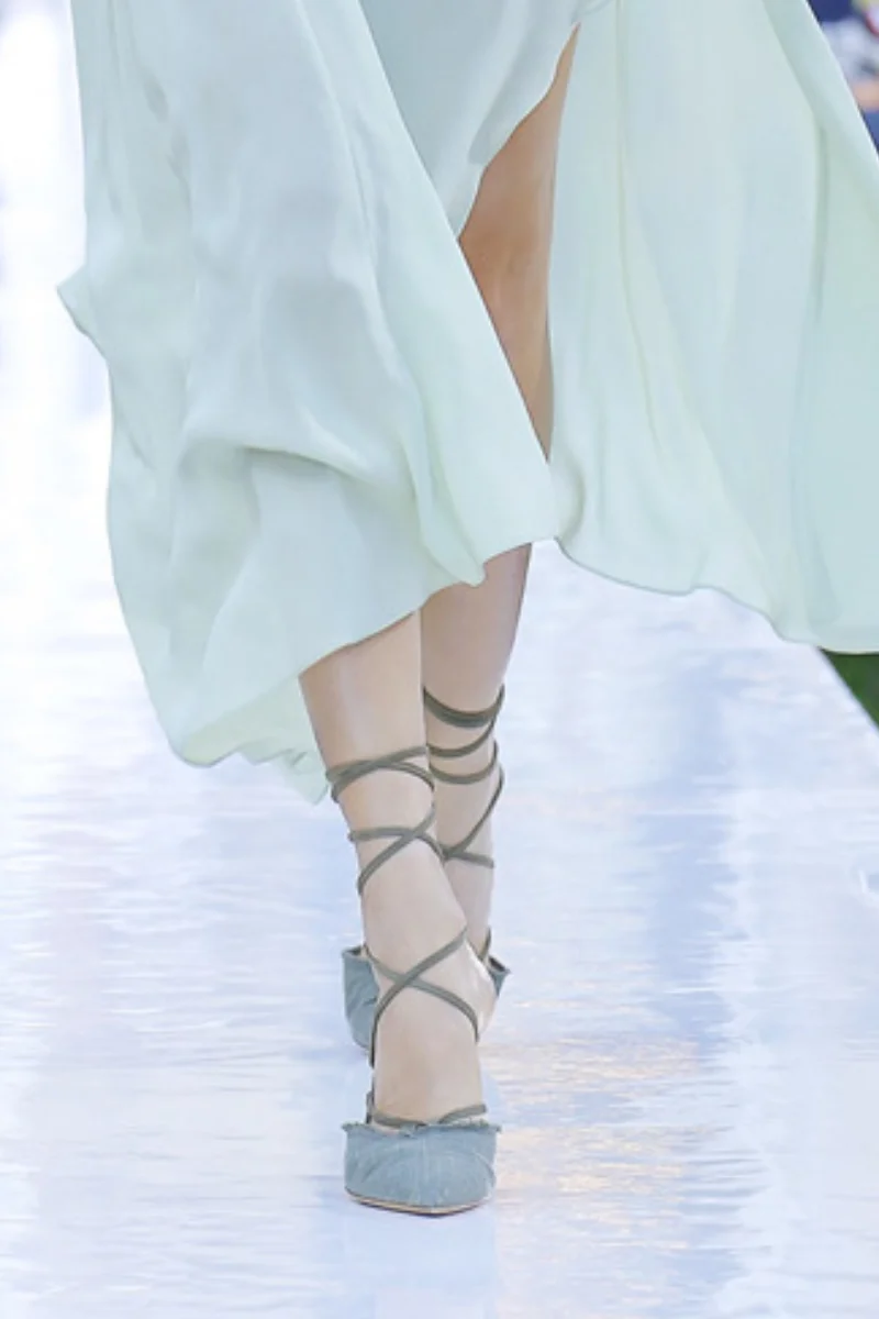 

Walkshow Pointed Toe Woven Cloth Hollow Ankle Strap Lace Up Strange Ball Heel Women's Sandals Solid String Beaded Stiletto Shoes