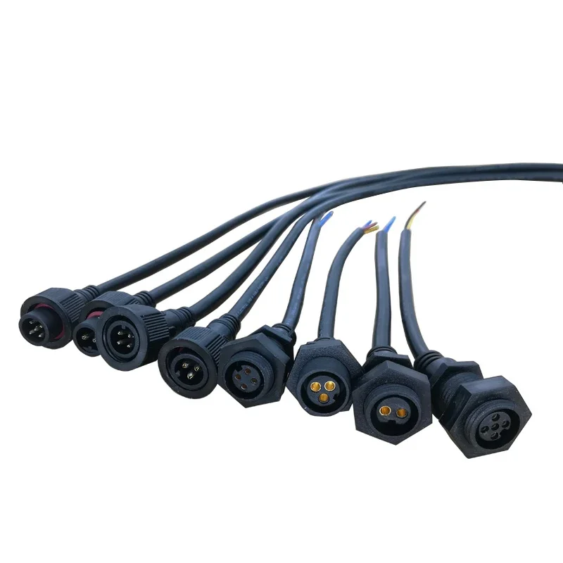 IP68 2/3/4/5Pin Panel Mounted Docking Connectors Male Female Outdoor Waterproof Wire Source LED Insert Line Panel Type Plug