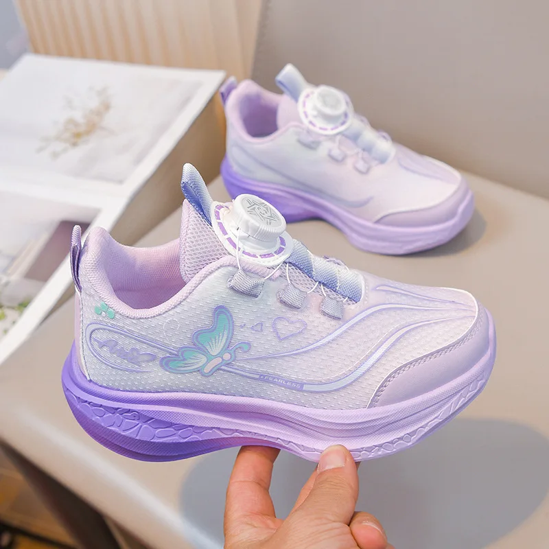 Girls Kuds Lightweight Knob Running Shoes Spring Autumn Breathable Non-slip Sports Shoes Children Soft-soled Casual Shoes Teen