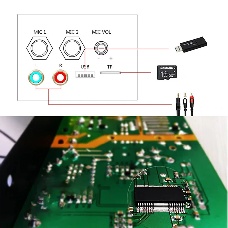 Bluetooth Audio Amplifier Board 120W Subwoofer Dual Microphone AMP Module for 4 ohms 8-12 inch Speaker 12/24V 110/220V