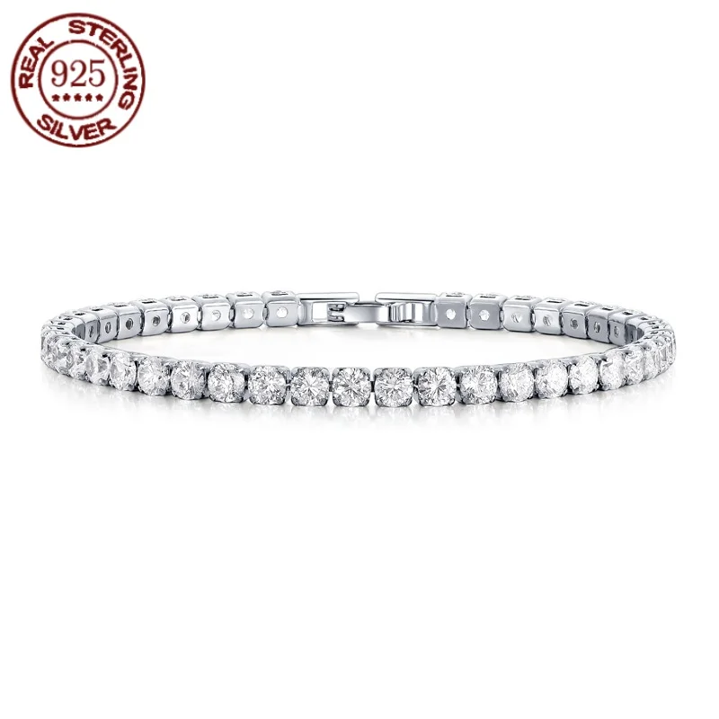 High quality new hot selling 4MM S925 silver Zircon tennis bracelet women's fine jewelry anniversary party  gift