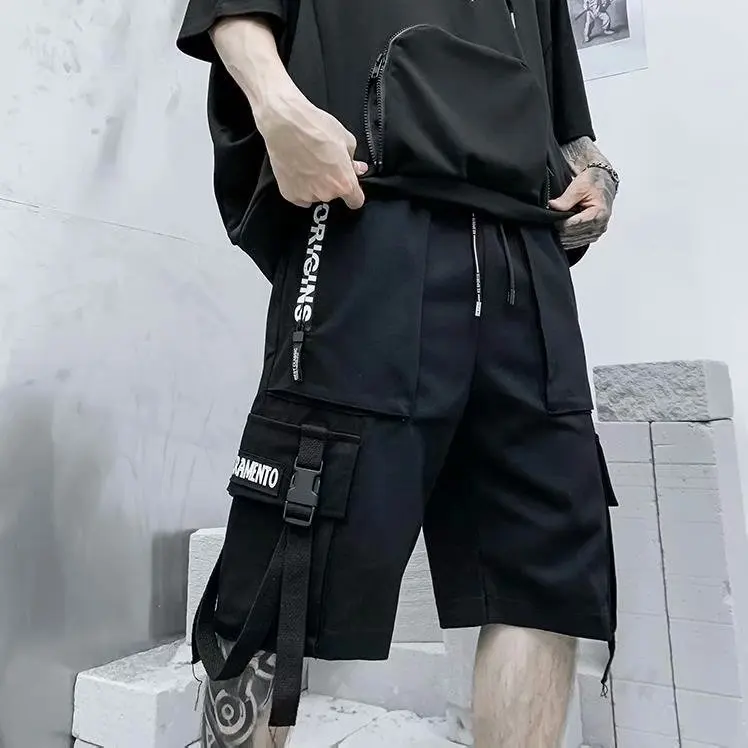 

Japanese Fashion Loose Casual Cargo Shorts for Men Summer New Street Knee Length Basketball Gym Shorts Korean Y2k Streetwear