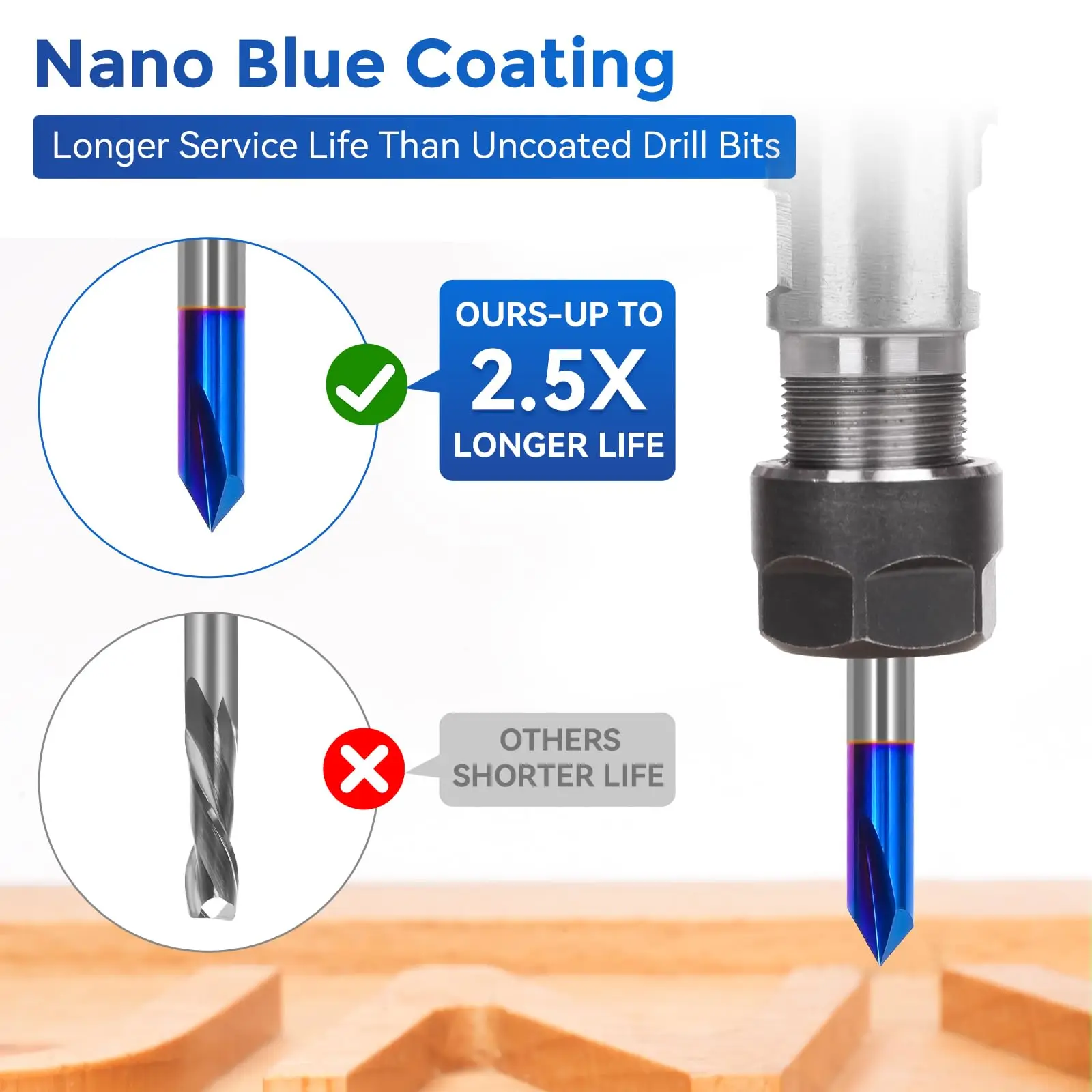 Fresa 1/4 Gambo 2 Flauto Dritto V Bit 15 20 60 gradi Punta per incisione CNC per utensile di fresatura per legno duro Punta per router di legno