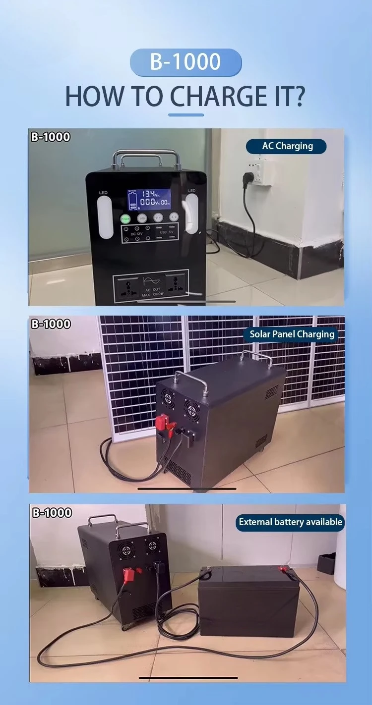 Build-in Solar Charge Controller with Solar Panel Generator 1000W Emergency Generator  Sine Wave Mobile Power Station