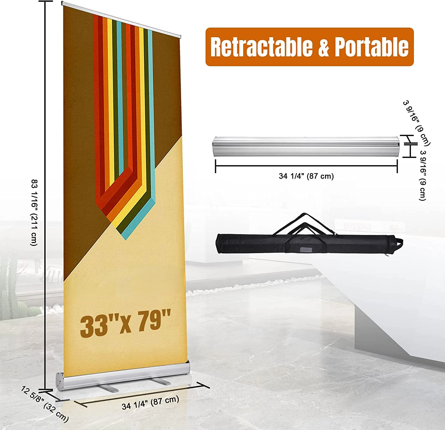 High quality No MOQ  Aluminum Retractable Roll Up Banner Stand Trade Show Display