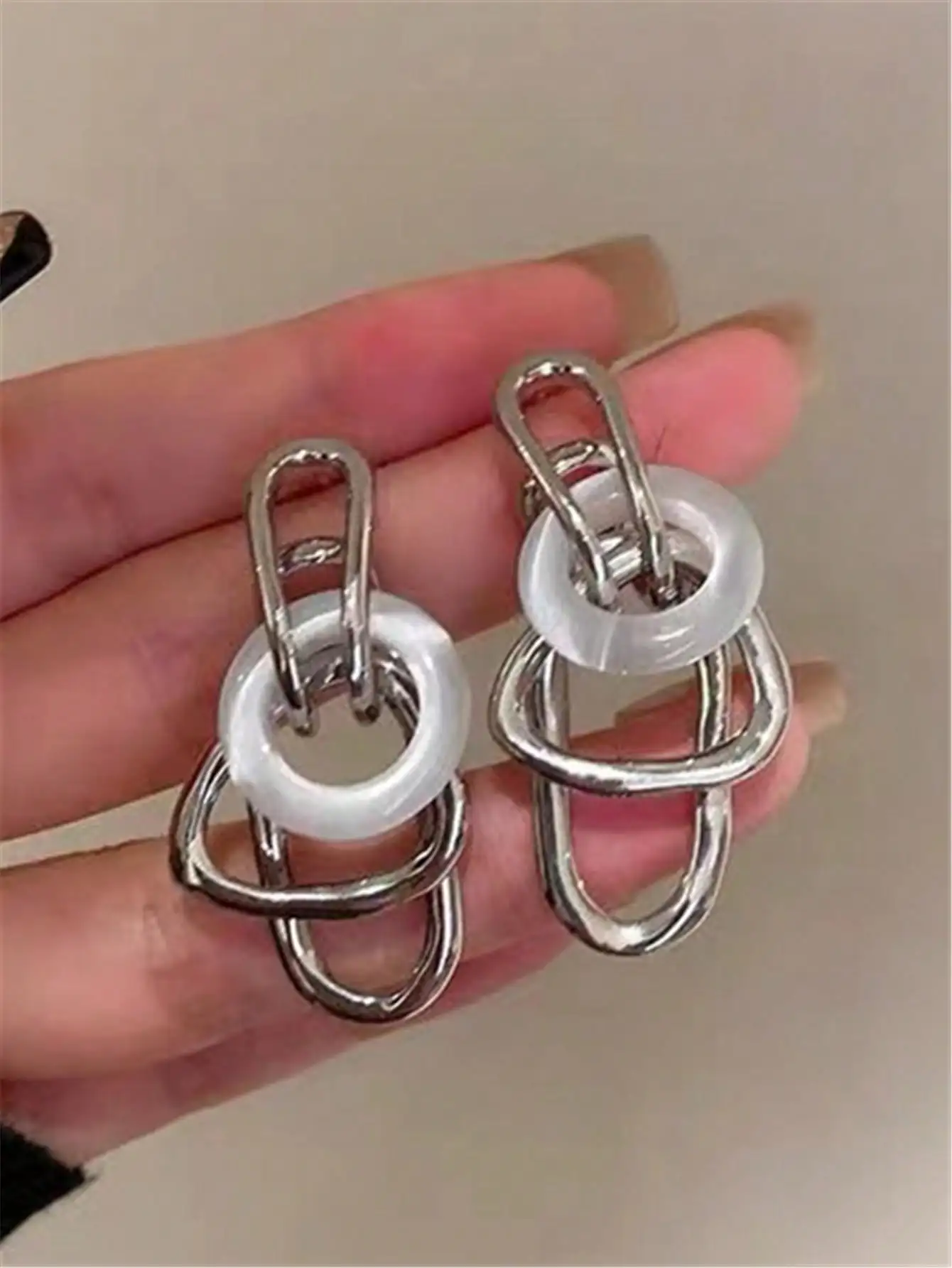 Irregular Design Geometric Ring Pendant Earrings for Women French Vintage High Jewelry Accessories