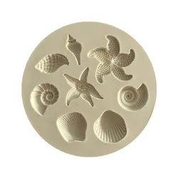 Marine Theme Cake Fondant Silicone Mold Seashell Conch Starfish Fish Under the Sea Style Pastry Baking Molds for Cookie Candy
