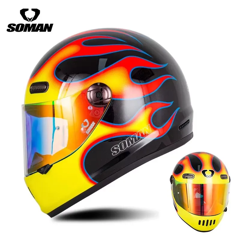 

SOSAN Retro Four Seasons Men and Women Full Face Motorcycle Helmet H9 Motocross Racing Helmets Casco Moto Casque Capacete