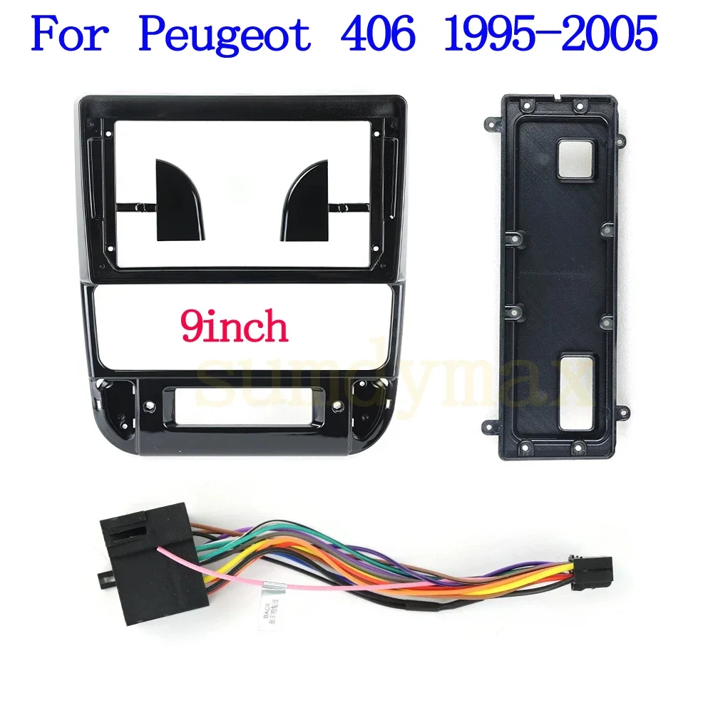 2 Din 9 Inch Car Radio Fascia for  Peugeot 406 1995-2005 DVD Stereo Frame Plate Adapter Mounting Dash