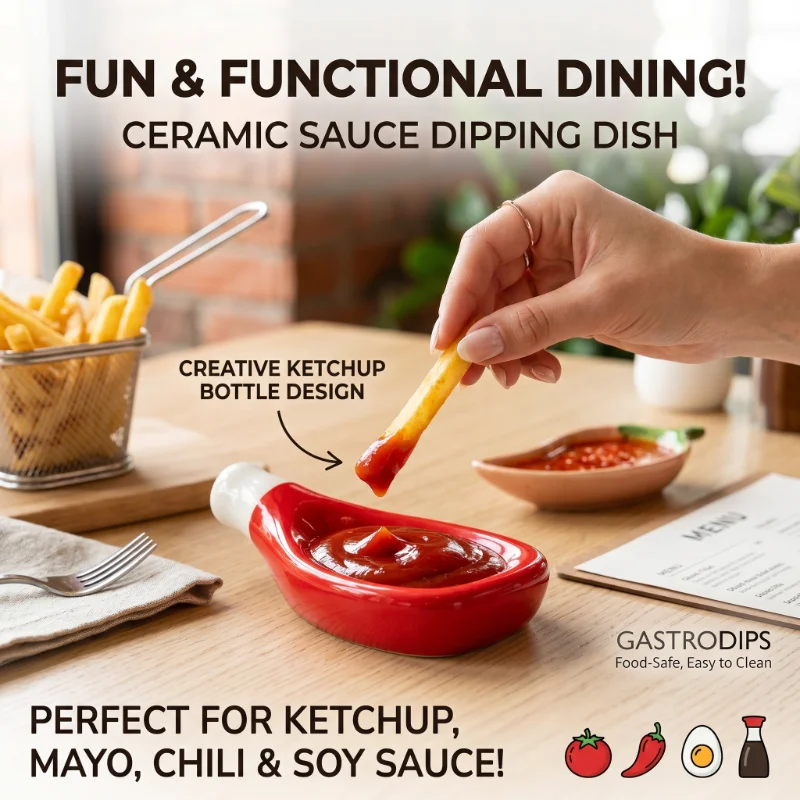 Squeeze Bottle Shaped Ceramic Sauce Dishes Dish Bowls Kitchen Soy Sauce Bowl Dipping Tray Japanese Tomato Ketchup Dipping Dish