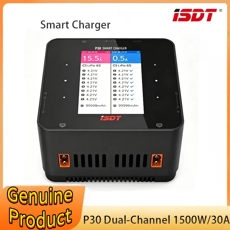 

ISDT P30 1000WX2 30AX2dual Channel Synchronous Bluetooth BattGo Balanced Charging and Discharging 1-8S Lithium-ion Smart Battery