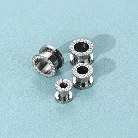 पीस टाइटेनियम कान सुरंग प्लग पेव्ड सीजेड जेम कान विस्तार कान गेज स्ट्रेचिंग किट स्क्रू बैक मांस फैलाव कान विस्तारक 10 best sales कान खींचने वाली किट - №10