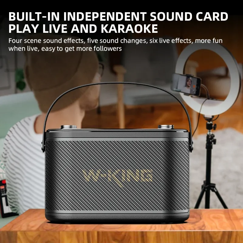 W-king-h10s outdoor 80W portable Bluetooth speaker high volume portable square dance microphone karaoke high-power sound