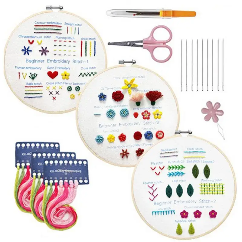 

Embroidery Stitches Practice Kit DIY Embroidery Introductory Practice Kit Handmade Stitches Embroidery Skill For Beginner