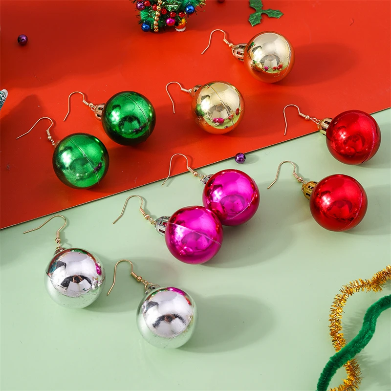 Fashion Christmas Ball Drop Earrings for Women Girls New Year Party Festival Jewelry Gifts