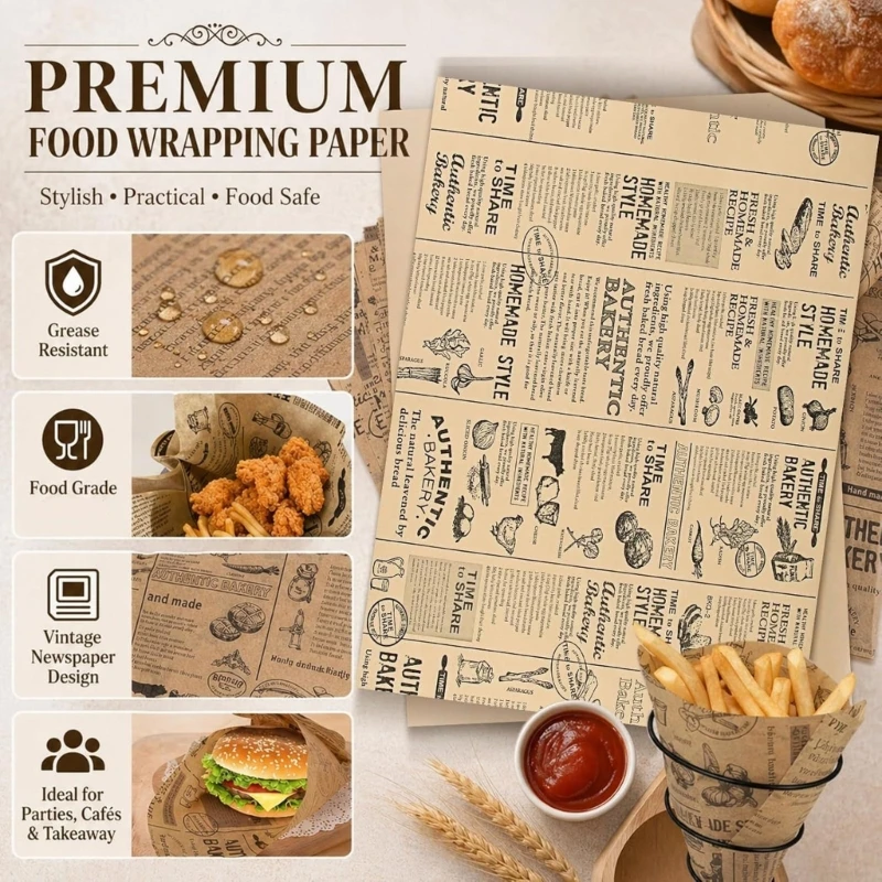 Sandwich Wrapping Paper Baking Parchment Paper Basket Liner for Kitchen J0MC